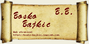 Boško Bajkić vizit kartica